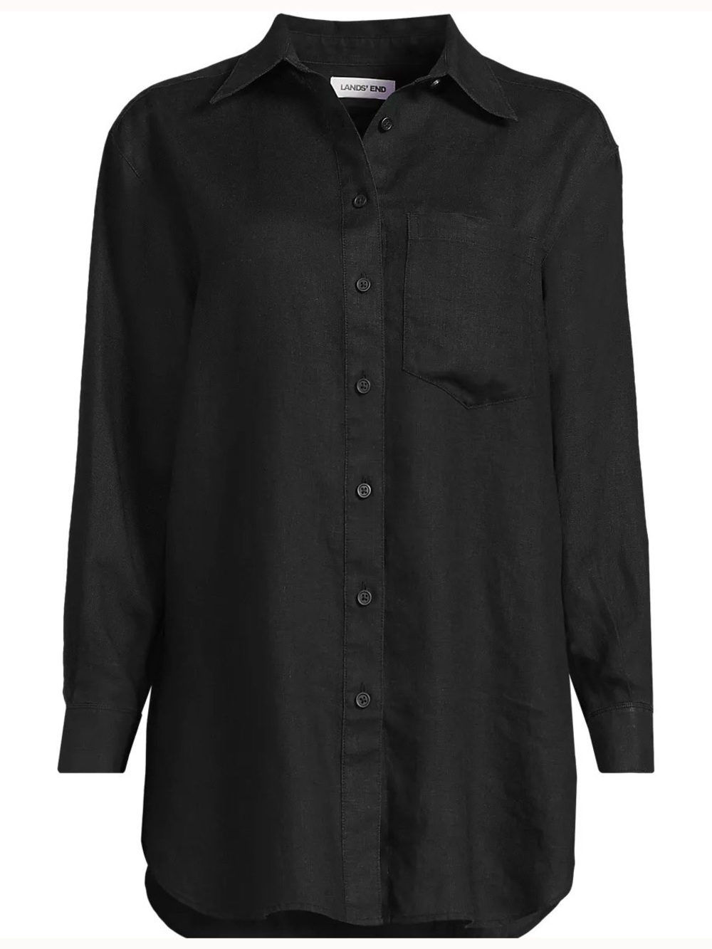 Lands' End Women's Linen Oversized Button Front Shirt